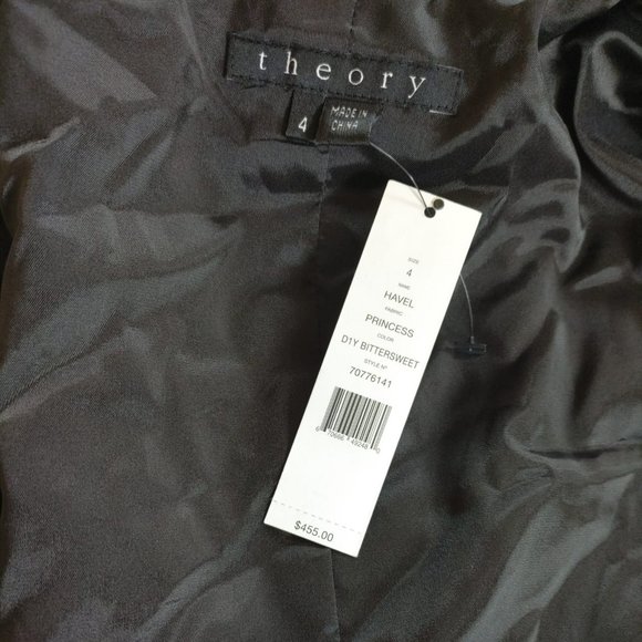 NWT Theory Women's Havel Princess Brown Velvet Blazer Jacket Size 4 - Picture 8 of 9